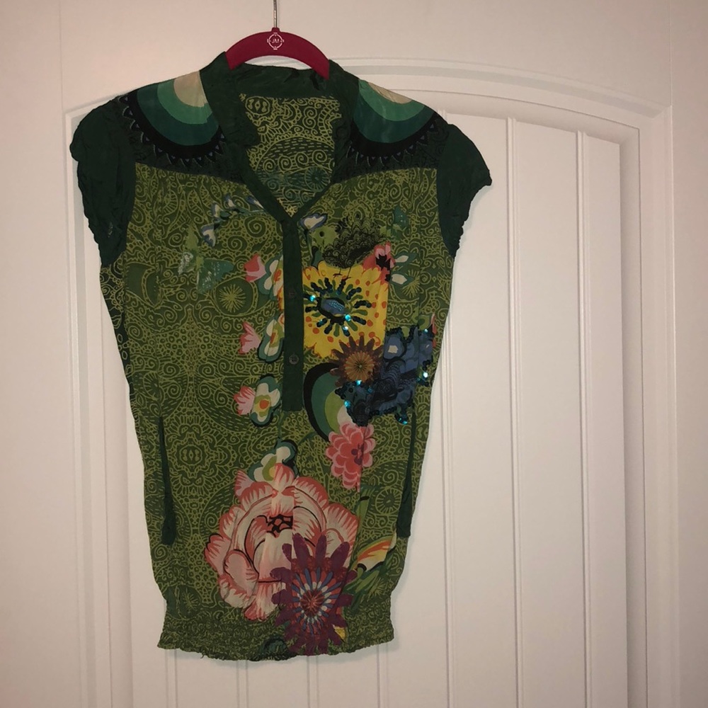 Never worn green Desigual top.